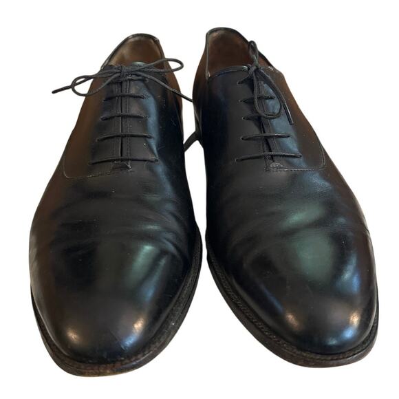 Men 11 Salvatore Ferragamo Black Lace-Up Oxford Dress Shoes Leather Plain Toe